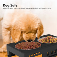 Thumbnail for FLOOFI Elevated Pet Feeder Food Water Double Bowl Adjustable Height Raised Stand