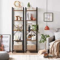 Thumbnail for VASAGLE 5 Tier Bookshelf Rustic Brown and Black