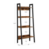 Thumbnail for VASAGLE Ladder Shelf 4-Tier Home Office Bookshelf Metal Frame Industrial Rustic Brown and Black