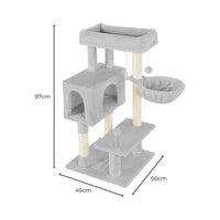 Thumbnail for Floofi 97cm Adjustable Base Plush Cat Tree Light Grey