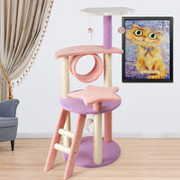 Thumbnail for Floofi 101cm Galaxy Plush Cat Condo Cat Tree Pink Purple