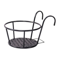 Thumbnail for 4 Pack Plant Stand Flower Holder Hanging Railing Pot Basket Plant Garden Black