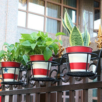 Thumbnail for 4 Pack Plant Stand Flower Holder Hanging Railing Pot Basket Plant Garden Black