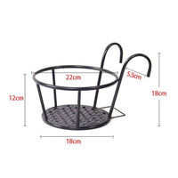 Thumbnail for 4 Pack Plant Stand Flower Holder Hanging Railing Pot Basket Plant Garden Black