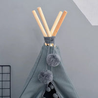 Thumbnail for Pom Pom Teepee With Mat in Grey-1