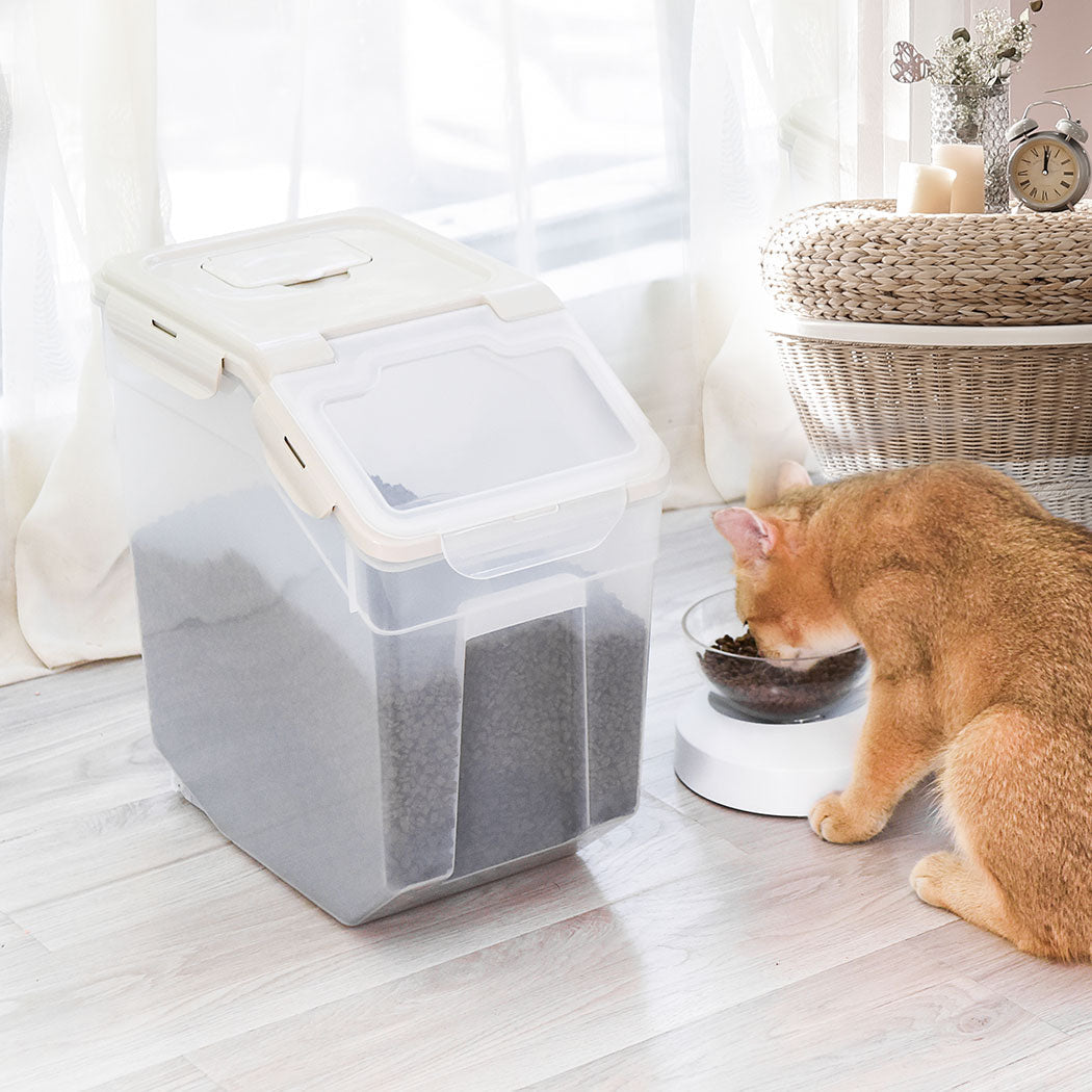 Pet Food Container Dog Cat Feeding Feeder Storage Box With Wheel 5L-6