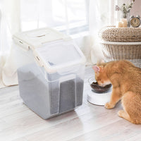 Thumbnail for Pet Food Container Dog Cat Feeding Feeder Storage Box With Wheel 5L-6