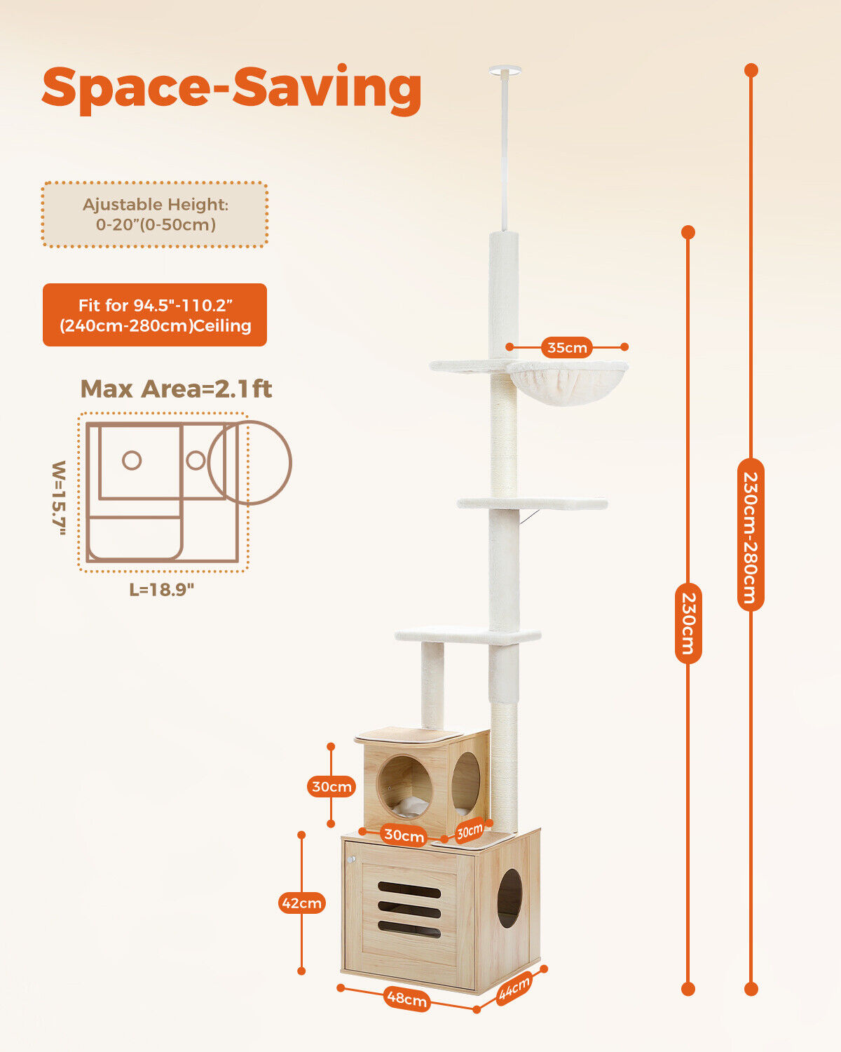 The High Ceiling Crawler - Cat Tree in Beige-2