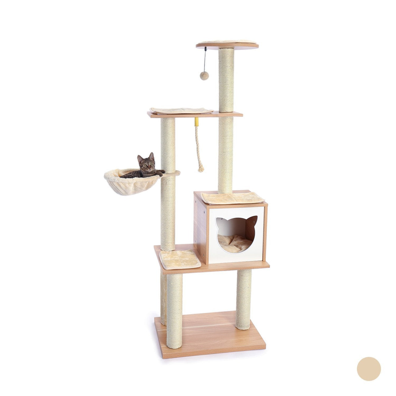 Wooden Large Hammock Cat Tree in Beige-0