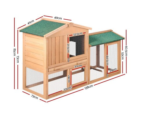 Pet Wooden Hutch Coop with Run-3