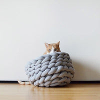 Thumbnail for Chunky Cotton Braided Knit Pet Bed in Grey-2