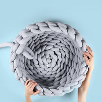 Thumbnail for Chunky Cotton Braided Knit Pet Bed in Grey-1