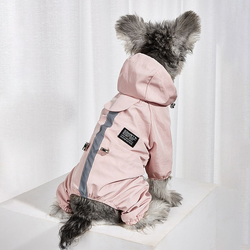 The Waterproof Reflective Dog Raincoat - Dusty Blue-7
