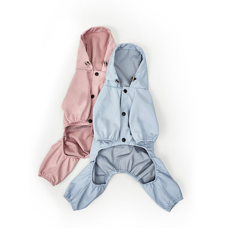 The Waterproof Reflective Dog Raincoat - Dusty Blue-6