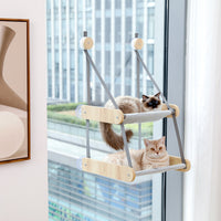 Thumbnail for Cat Window Perch Hammock Bed 2 Layer - Beige-1