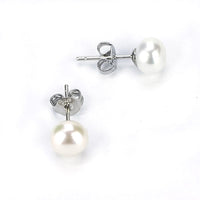 Thumbnail for Freshwater White Pearls St Kilda Stud Earrings 6-7 mm AAA-0