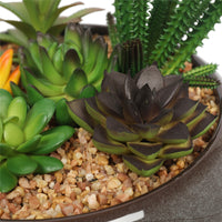 Thumbnail for Potted Artificial Succulents with Round Decorative Bowl 19cm