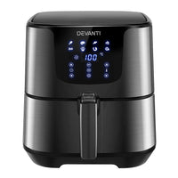 Thumbnail for Devanti Air Fryer 7L LCD Fryers Oven Airfryer Kitchen Healthy Cooker Stainless Steel