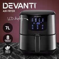 Thumbnail for Devanti Air Fryer 7L LCD Fryers Oven Airfryer Kitchen Healthy Cooker Stainless Steel