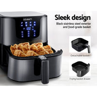 Thumbnail for Devanti Air Fryer 7L LCD Fryers Oven Airfryer Kitchen Healthy Cooker Stainless Steel