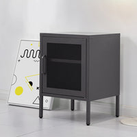 Thumbnail for ArtissIn Mini Mesh Door Storage Cabinet Organizer Bedside Table Black