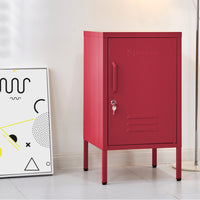 Thumbnail for ArtissIn Metal Locker Storage Shelf Filing Cabinet Cupboard Bedside Table Pink