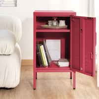 Thumbnail for ArtissIn Metal Locker Storage Shelf Filing Cabinet Cupboard Bedside Table Pink