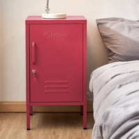 Thumbnail for ArtissIn Metal Locker Storage Shelf Filing Cabinet Cupboard Bedside Table Pink