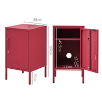 Thumbnail for ArtissIn Metal Locker Storage Shelf Filing Cabinet Cupboard Bedside Table Pink