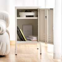 Thumbnail for ArtissIn Metal Locker Storage Shelf Filing Cabinet Cupboard Bedside Table White