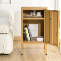 Thumbnail for ArtissIn Metal Locker Storage Shelf Filing Cabinet Cupboard Bedside Table Yellow