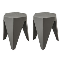 Thumbnail for ArtissIn Set of 2 Puzzle Stool Plastic Stacking Bar Stools Dining Chairs Kitchen Grey