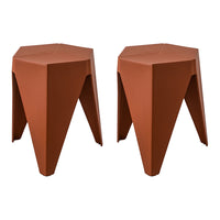 Thumbnail for ArtissIn Set of 2 Puzzle Stool Plastic Stacking Bar Stools Dining Chairs Kitchen Red