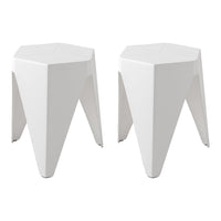 Thumbnail for ArtissIn Set of 2 Puzzle Stool Plastic Stacking Bar Stools Dining Chairs Kitchen White