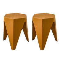 Thumbnail for ArtissIn Set of 2 Puzzle Stool Plastic Stacking Bar Stools Dining Chairs Kitchen Yellow