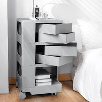 Thumbnail for ArtissIn Bedside Table Side Tables Nightstand Organizer Replica Boby Trolley 5Tier Grey