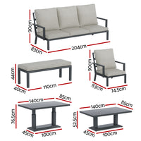 Thumbnail for Gardeon Outdoor Sofa 7-Seater Lounge Set Garden Patio Aluminium Bench w/Cushions