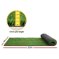 Thumbnail for Primeturf Artificial Grass 17mm 1mx20m 20sqm Synthetic Fake Turf Plants Plastic Lawn Olive