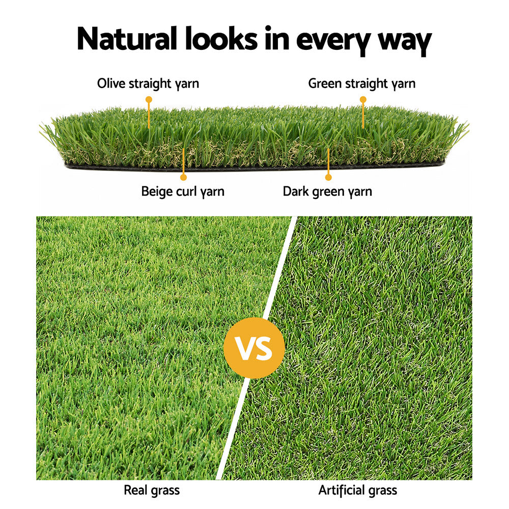 Primeturf Artificial Grass 40mm 1mx10m 10sqm Synthetic Fake Turf Plants Plastic Lawn 4-coloured