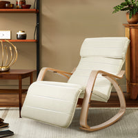 Thumbnail for Artiss Rocking Armchair Bentwood Frame With Footrest Beige Afton