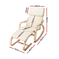 Thumbnail for Artiss Wooden Armchair with Foot Stool - Beige