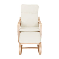 Thumbnail for Artiss Wooden Armchair with Foot Stool - Beige