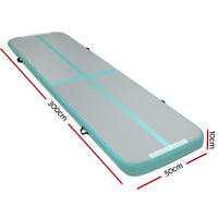 Thumbnail for Everfit 3m x 1m Air Track Mat Gymnastic Tumbling Mint Green and Grey