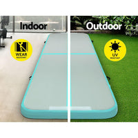 Thumbnail for Everfit 3m x 1m Air Track Mat Gymnastic Tumbling Mint Green and Grey