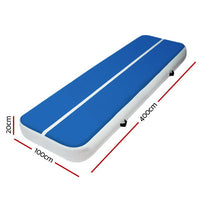 Thumbnail for 4m x 1m Inflatable Air Track Mat 20cm Thick Gymnastic Tumbling Blue And White