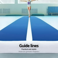 Thumbnail for 4m x 1m Inflatable Air Track Mat 20cm Thick Gymnastic Tumbling Blue And White