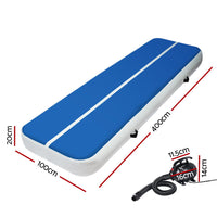 Thumbnail for Everfit 4X1M Inflatable Air Track Mat 20CM Thick with Pump Tumbling Gymnastics Blue