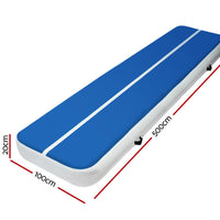 Thumbnail for 5m x 1m Inflatable Air Track Mat 20cm Thick Gymnastic Tumbling Blue And White