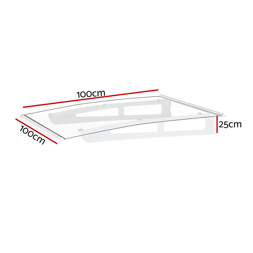 Instahut Window Door Awning Canopy Aluminum Frame Outdoor Patio Sun Shield 1x1m