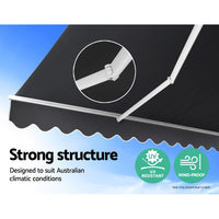 Thumbnail for Instahut Folding Arm Awning Outdoor Awning Retractable Sunshade 2.5Mx2M Grey